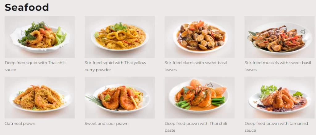 Seafood-menu
