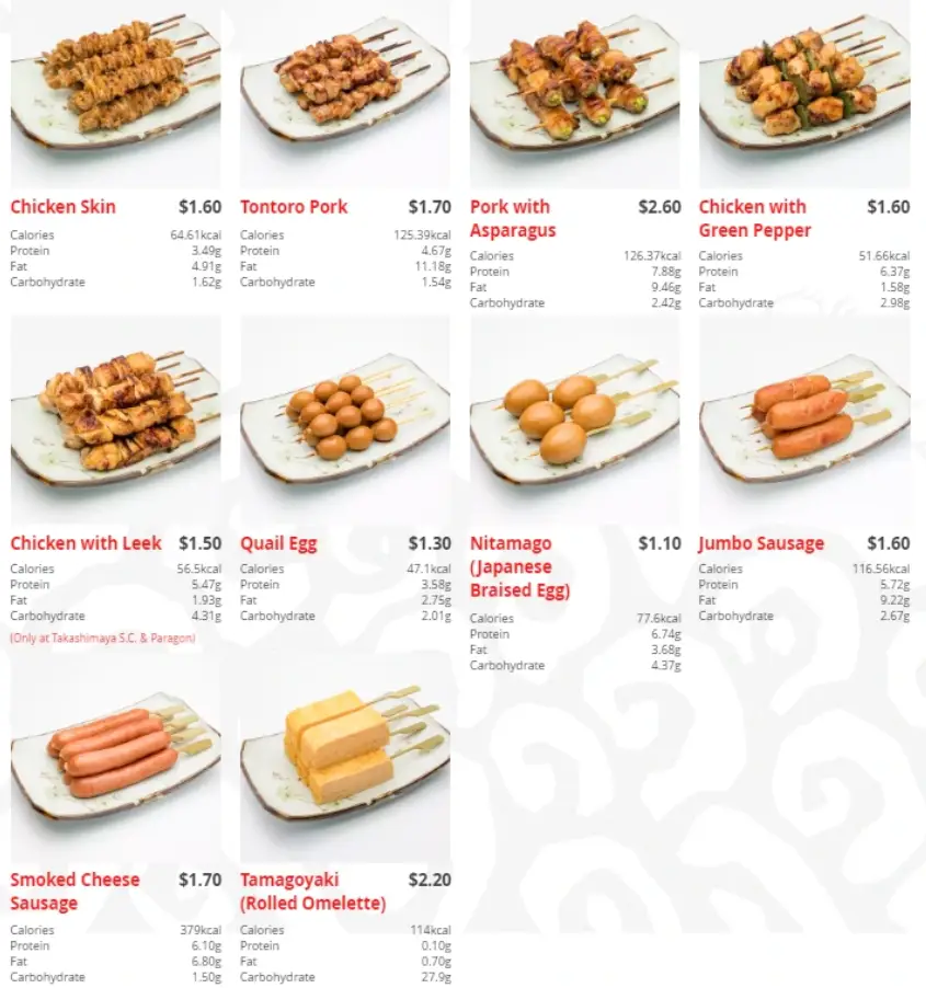 TORI-Q SINGAPORE MENU PRICES